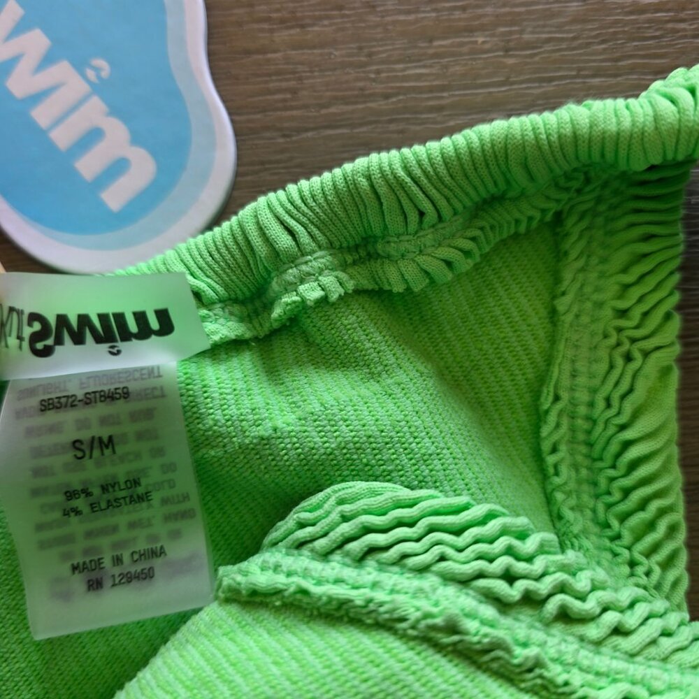 KUT SWIM Crinkle Bikini Set NEW with Tags Bright Green Womens Small - Picture 4 of 5